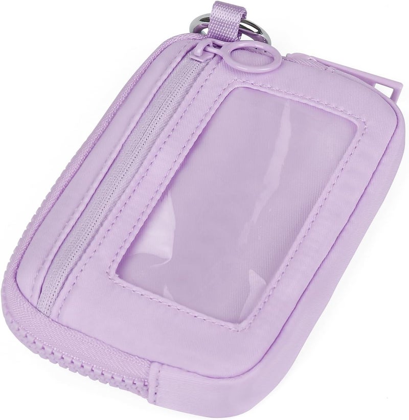 DiDida The Iris Wallet Zip Card Case with ID Window Purses for Women Coin Purse with Zipper Mini Portable Keychain Wallet, Purple - Image 3